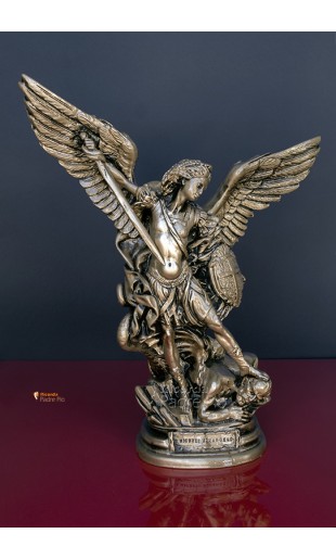 Statua San Michele Arcangelo Bronzato 40cm